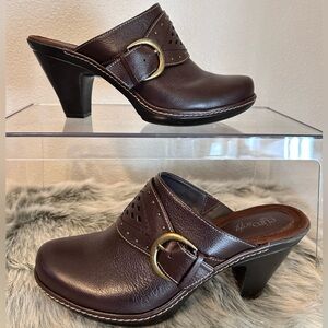 Sofft Women's Brown Leather Heeled Mules